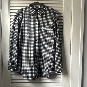 Women’s Lafayette 148 New York medium button down black/white blouse shirt